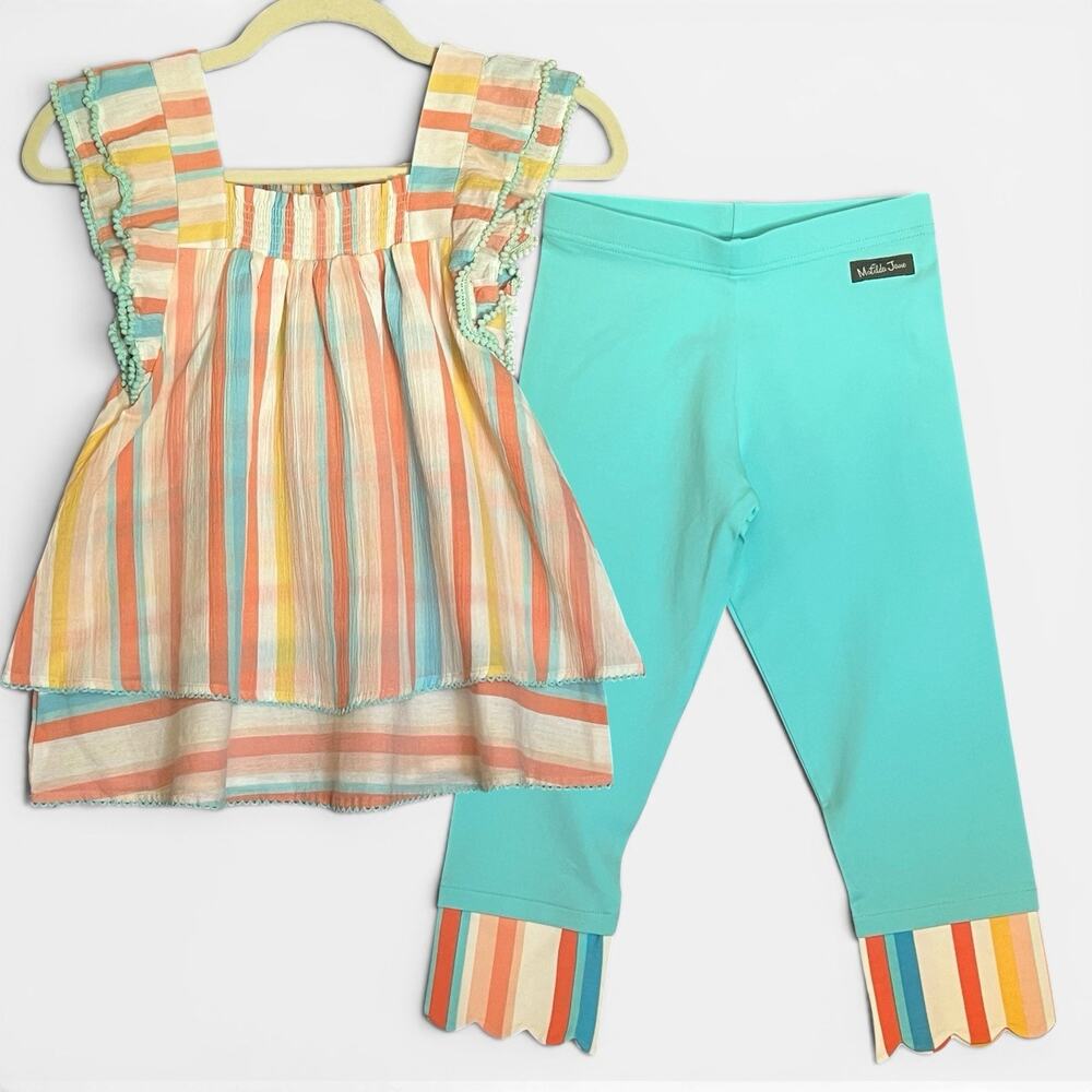 Matilda Jane Dream Chaser Carnival Ride Tunic And Pants Girls Size 8 Turqoise